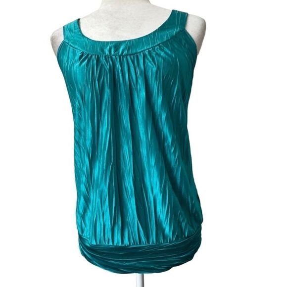 IZ Byer Sleeveless Tank Top Disco Turquoise Blue Chiffon SZ S - Picture 13 of 13
